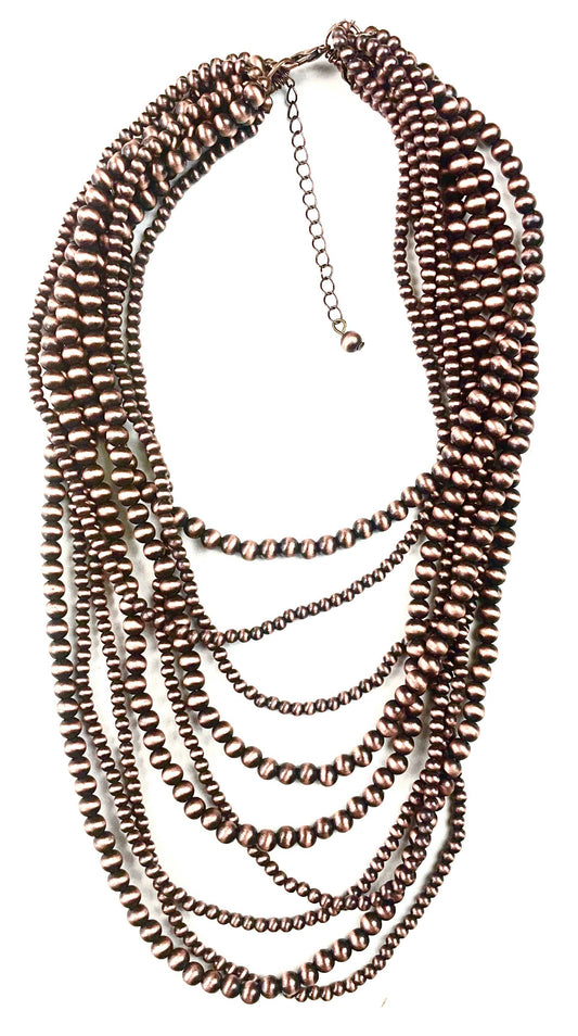 NK-MULTI STD. MIXED FAUX NAVAJO PEARLS - ANTIQUE COPPER
