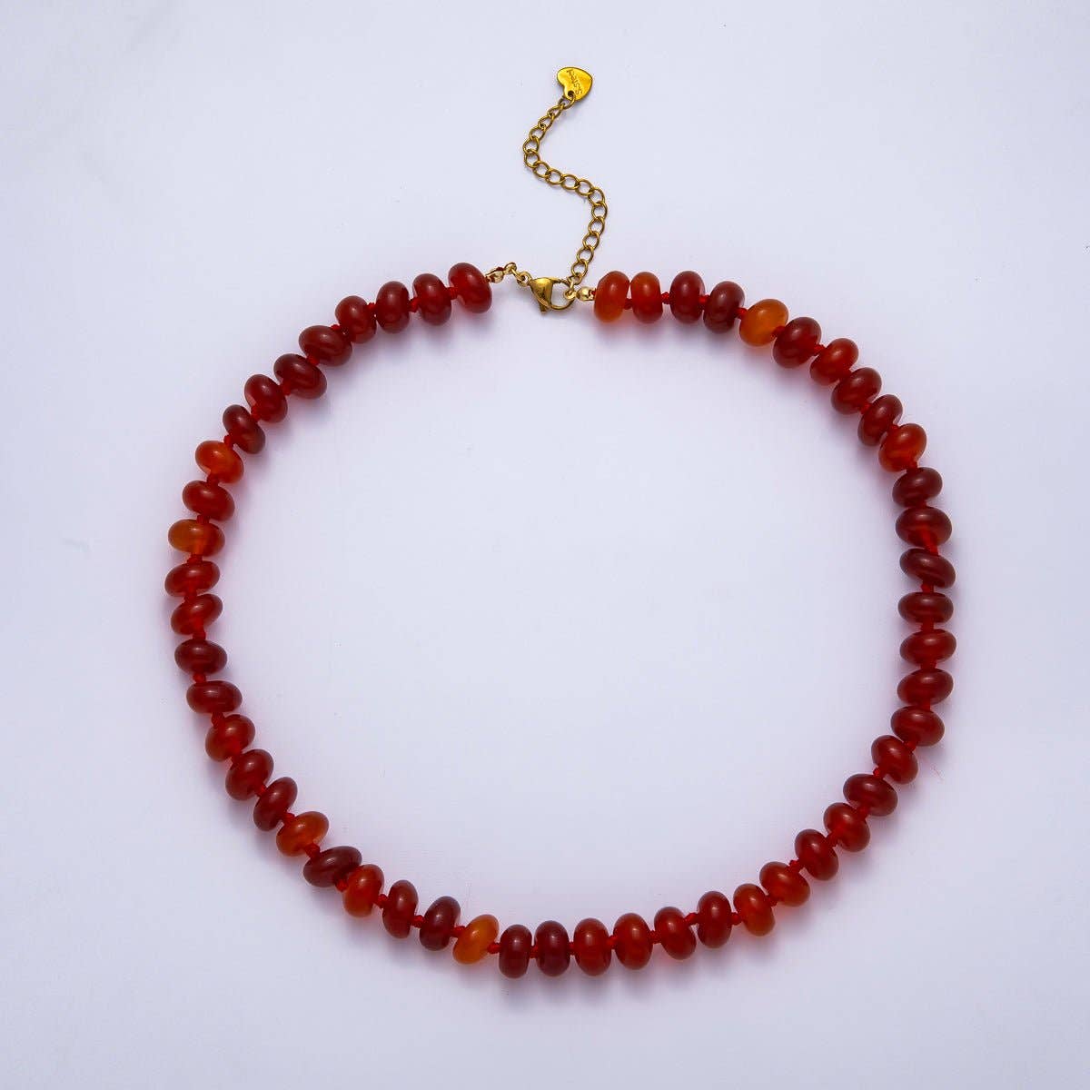 Natural Gemstone Rondelle Bead 17 Inch Necklace w Extender