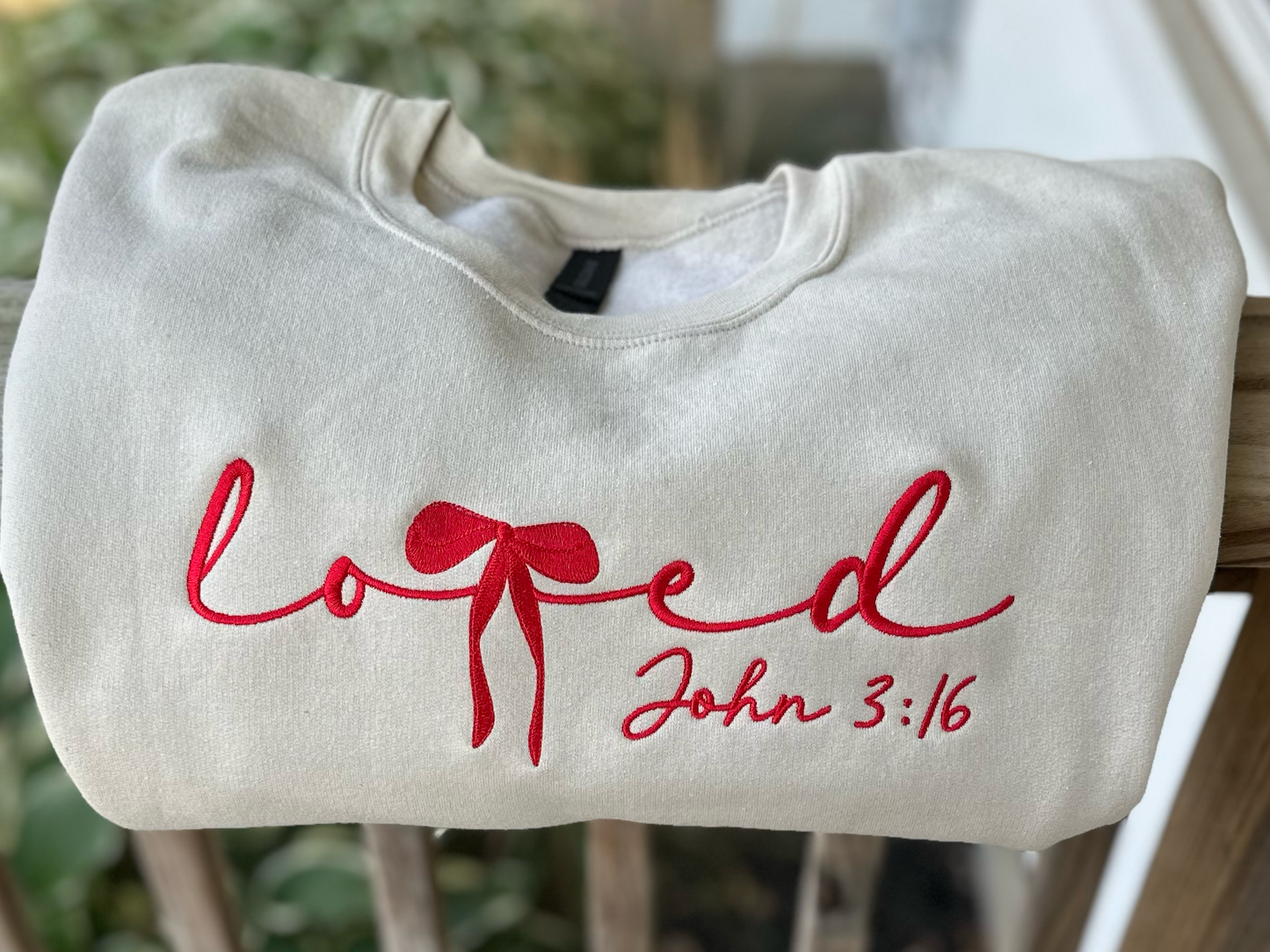 Loved John 3:16 Embroidered Crewneck Sweatshirt