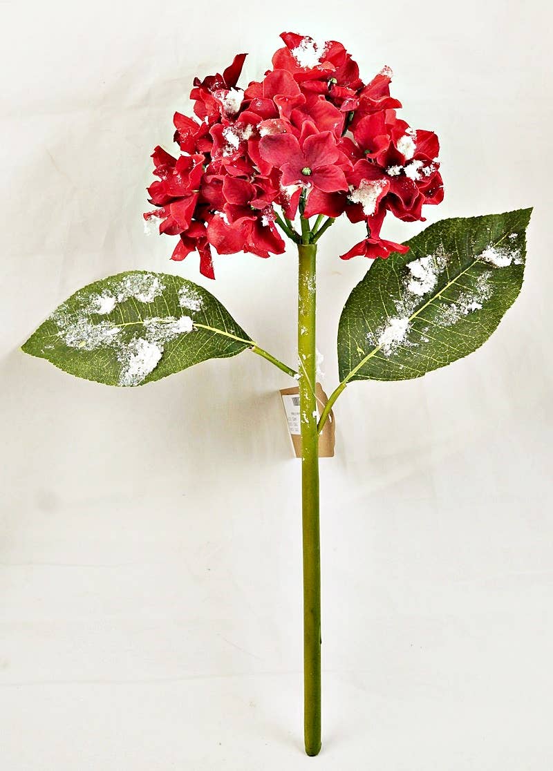 Snowy Hydrangea Pick-Red