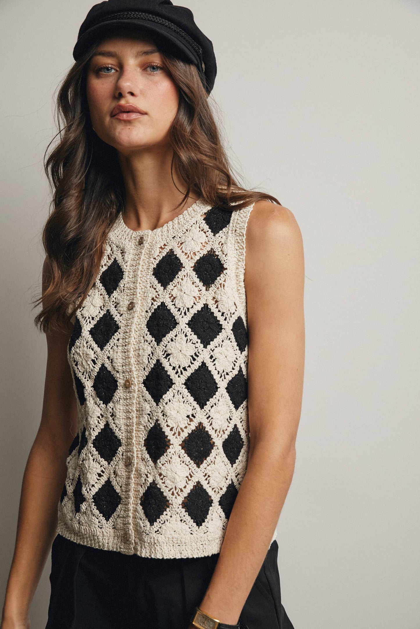 Crochet Diamond Pattern Vest