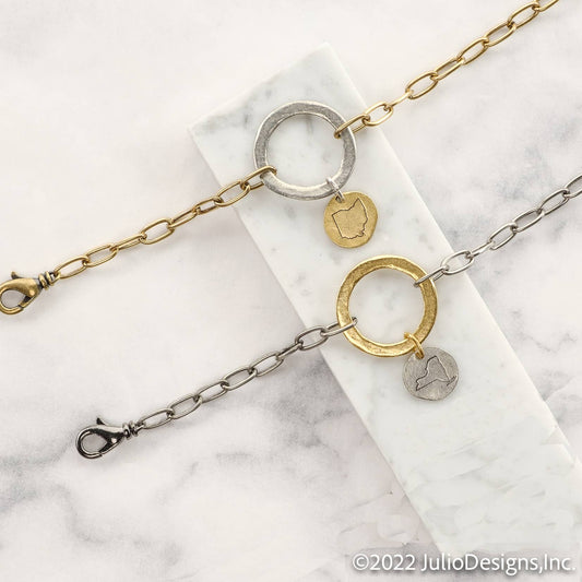 Bush Hand-Stamped State Silhouette Paperclip Chain Bracelet