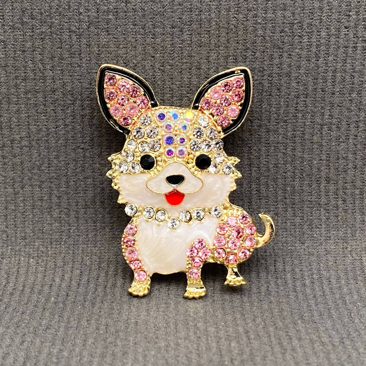 Hinestone Inlaid Enamel Puppy Brooch