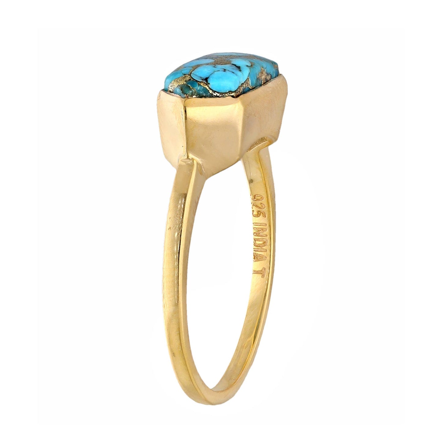 Blue Copper Turquoise HexaGlow Ring