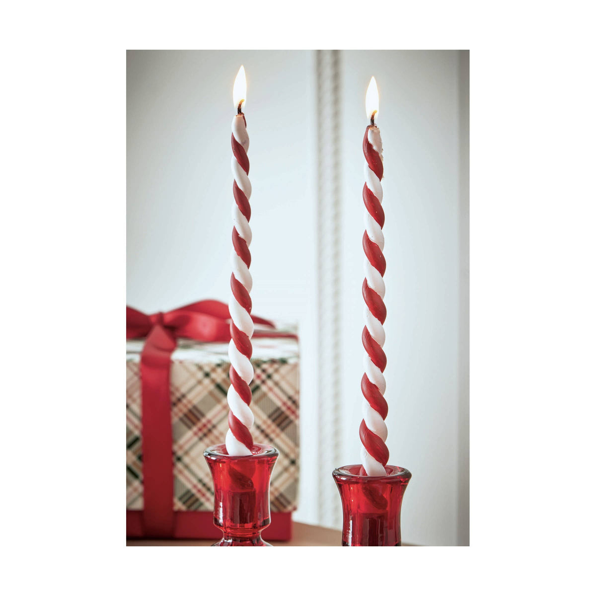 Christmas Twist Tapers Set of 2 RedParaffin Wax Everyday