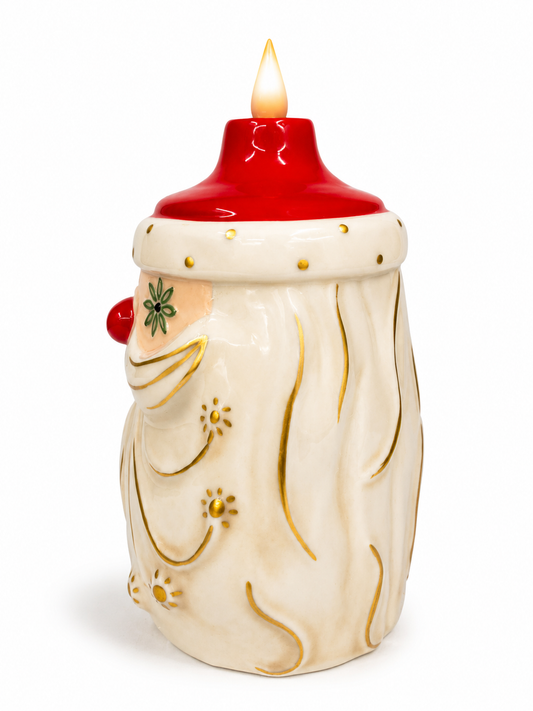 Starry Eyed Santa Candle-Lite | Mid Century Christmas Decor | Vintage Inspired Ceramic Holiday Figurine