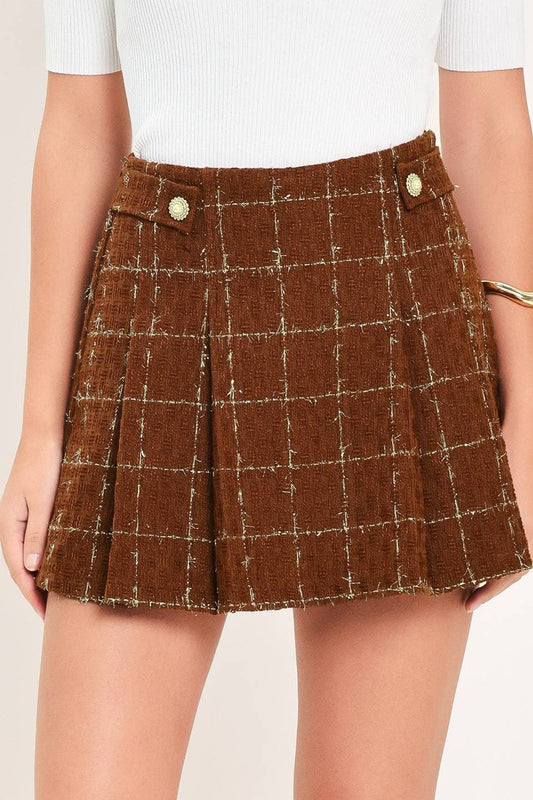 A woven tweed skort