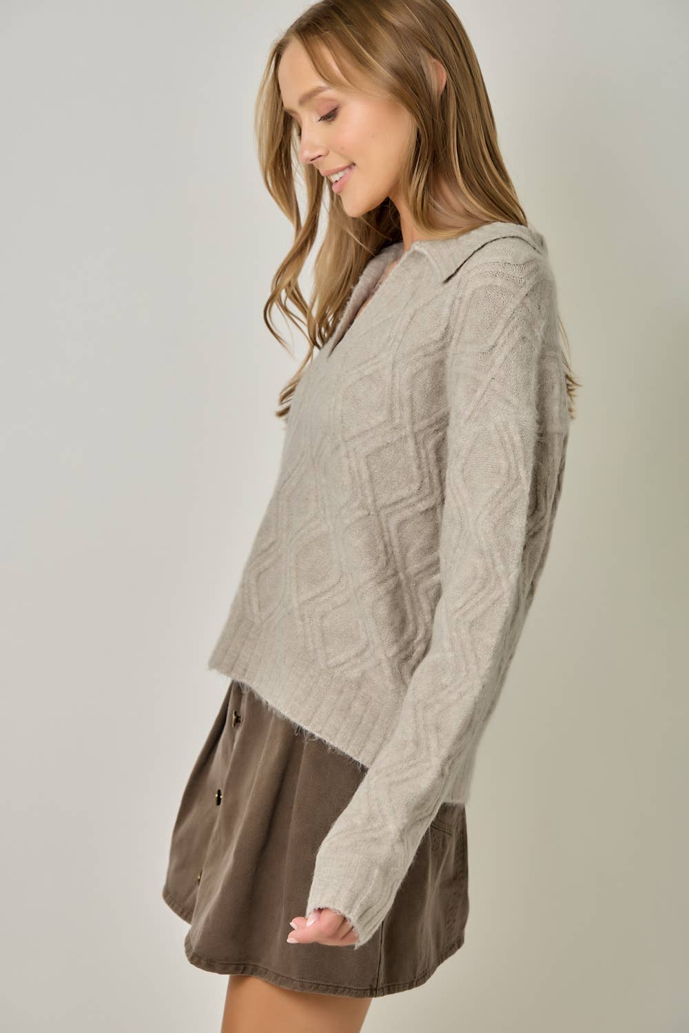 Diamond Textured Mohair Pullover