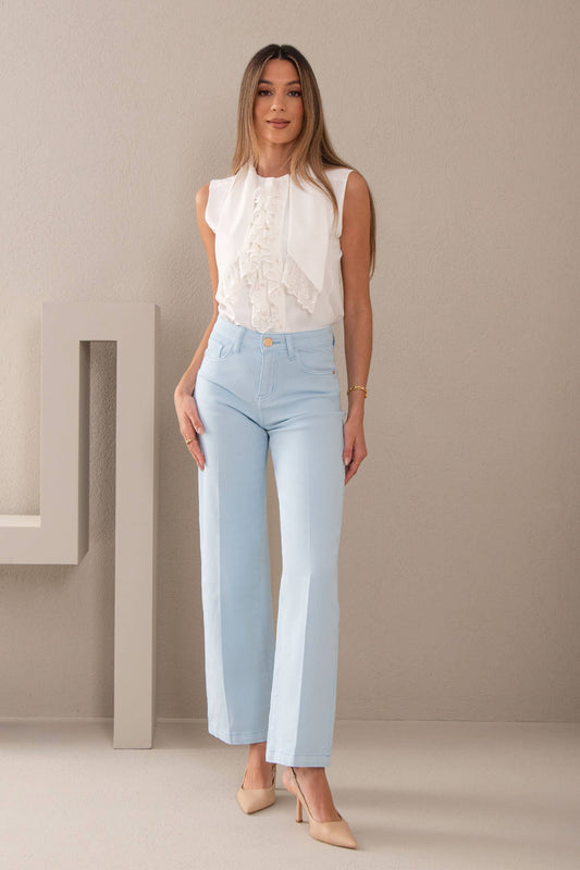 Straight jeans with a cotton blend - 90420