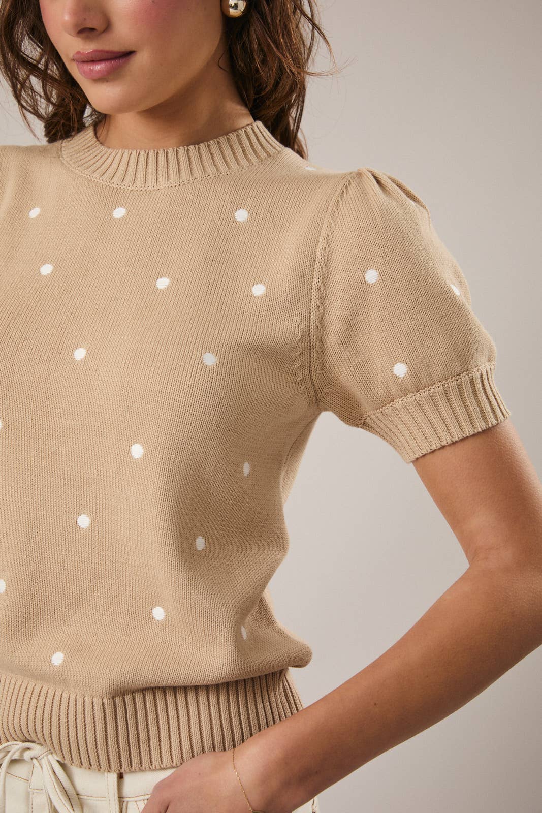 Polka Dot Embroidered Sweater