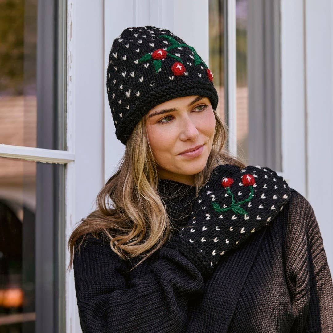 Cherries Noir Knit Beanie