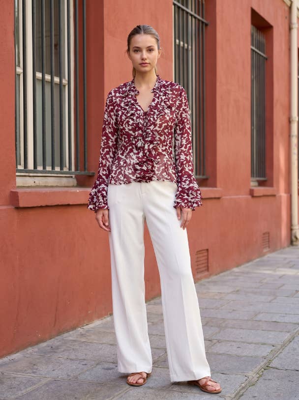Chiffon Print Long Sleeve Blouse