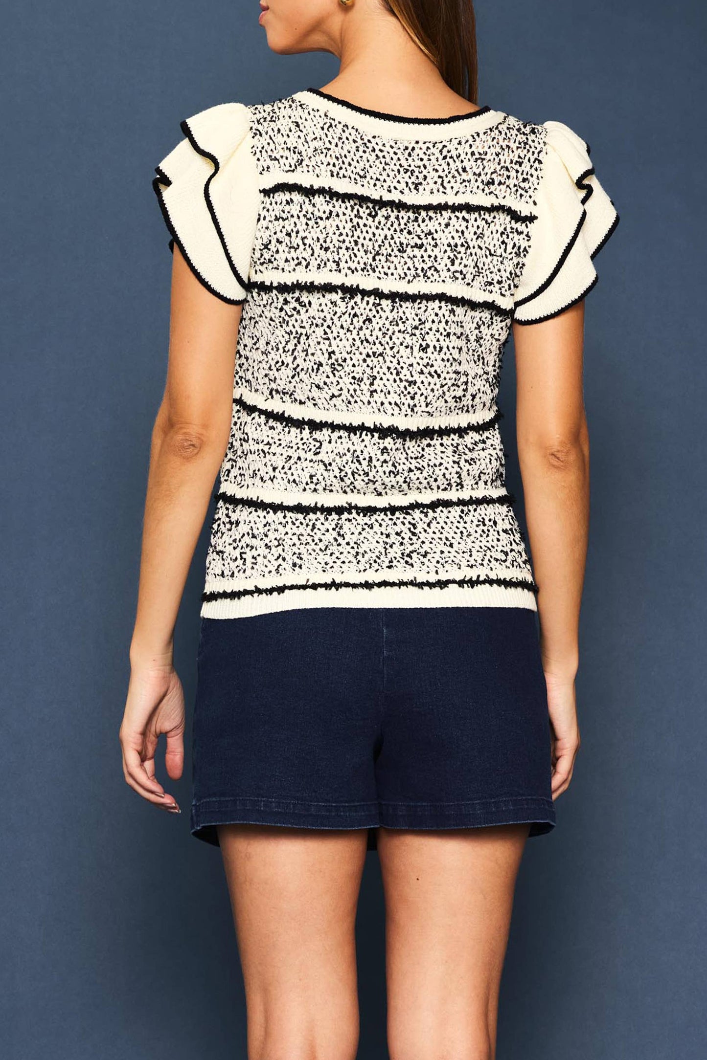 Ruffled Sleeve Knit Top