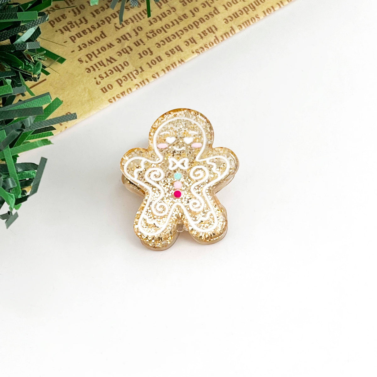 Gingerbread Man Mini Hair Claw Clips