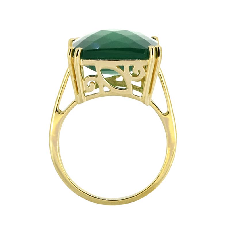 Green Onyx Verde light Crest Ring