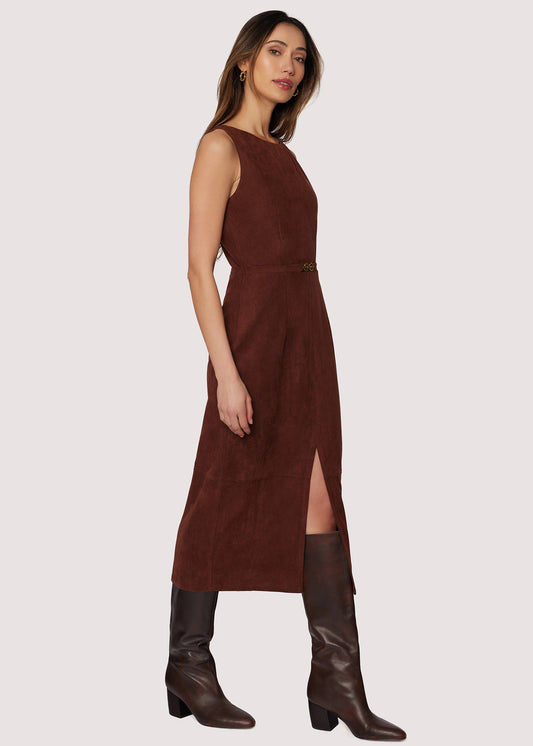 Fall Enchantment Midi Dress - Fall Solid Suede Front Slit