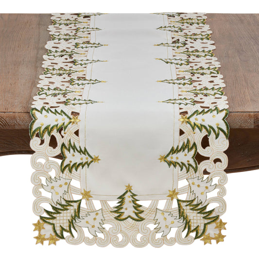 Christmas Tree Runner - Golden Stars Design