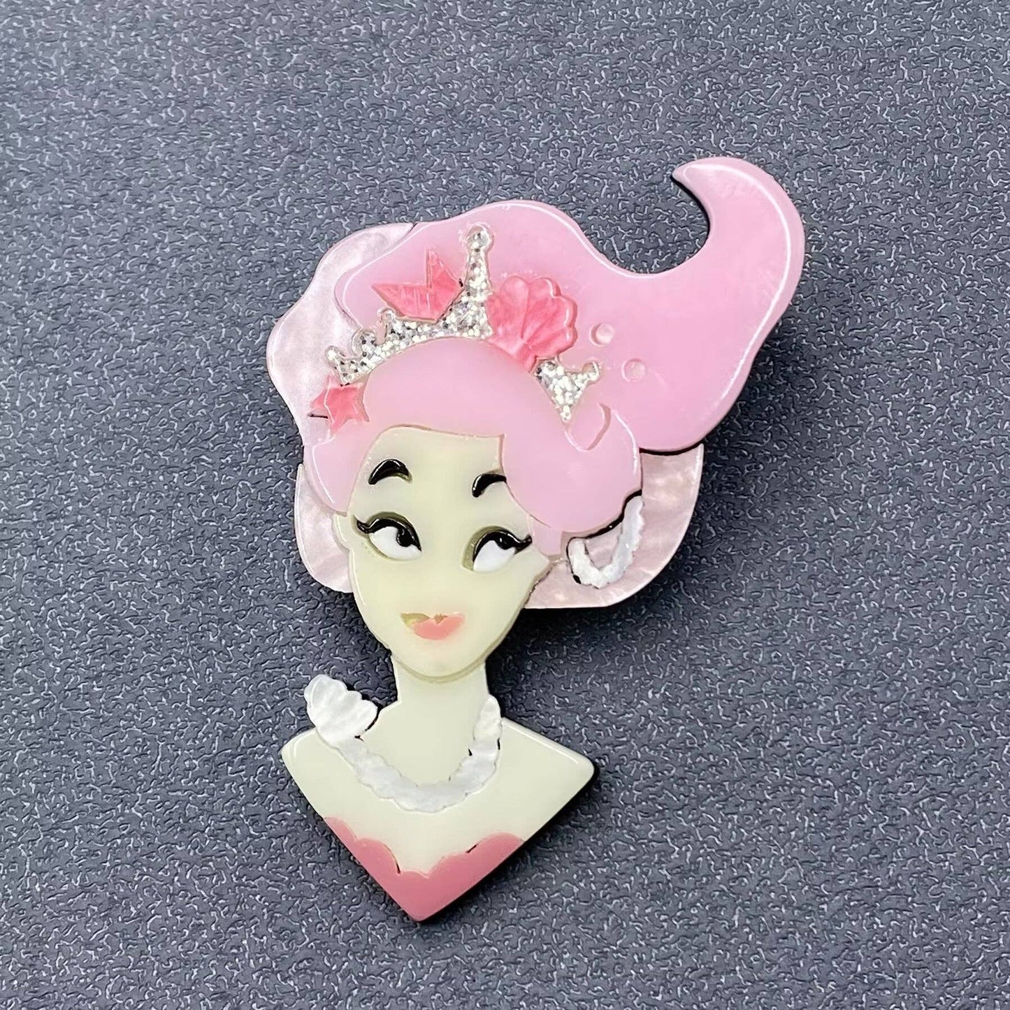 Pink Girl Acrylic Brooch