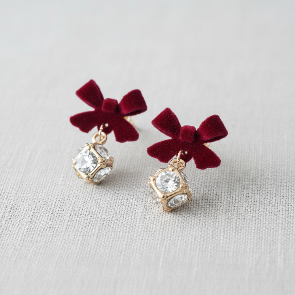 Red Bow Knot Drop Earrings