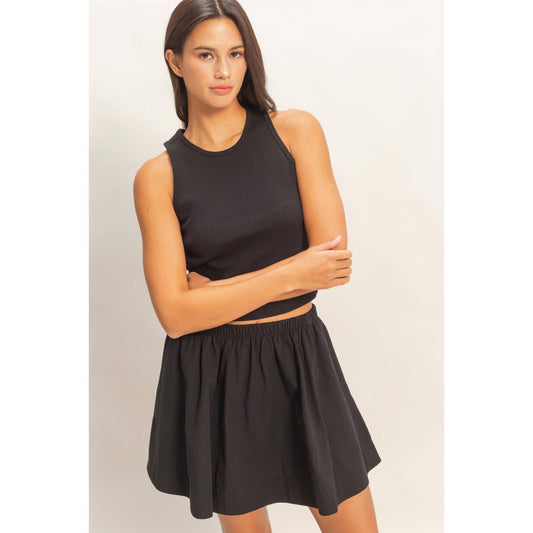 Sleeveless Ribbed Top And Skirt Set