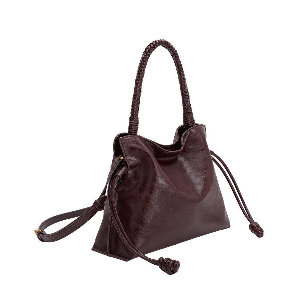 Moira Burgundy Vegan Leather Top Handle Bag