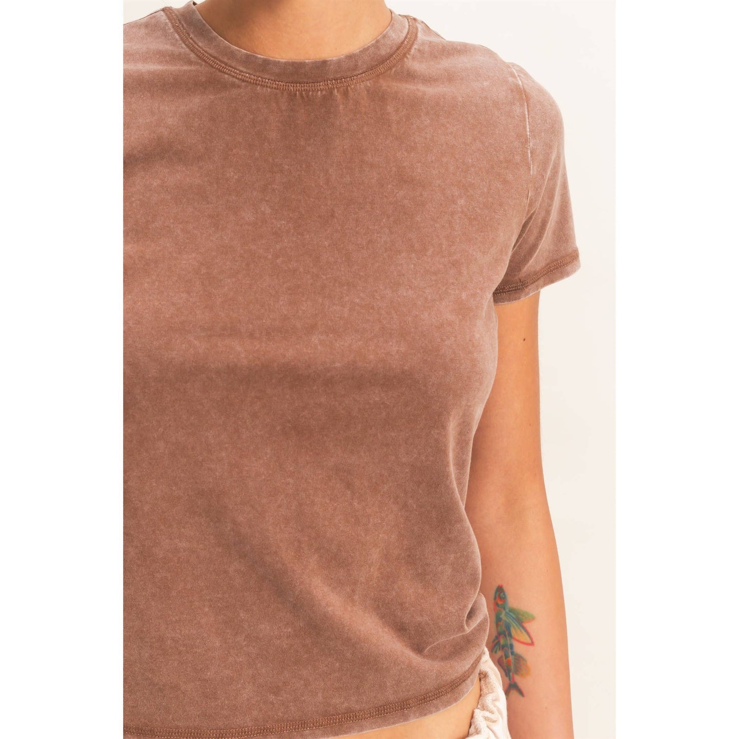 LAST CHANCE - Mineral Washed Short Sleeve Crew Neck Top