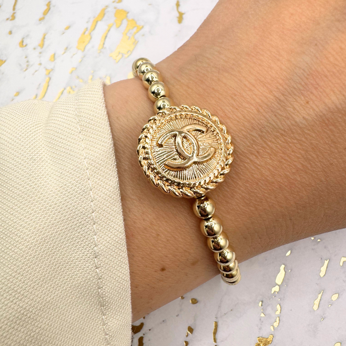 14K GF 5mm Beaded Bracelet