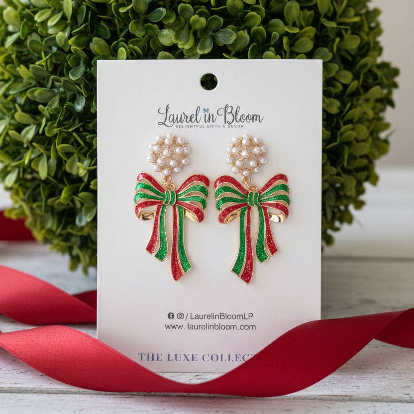 Ribbon & Pearls Holiday Bow Drops