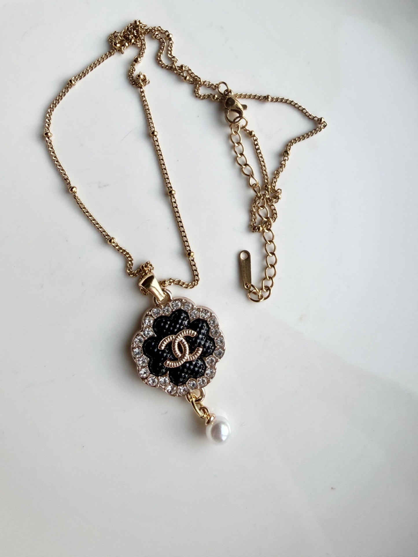 Upcycled Chanel Black Pearl Necklace