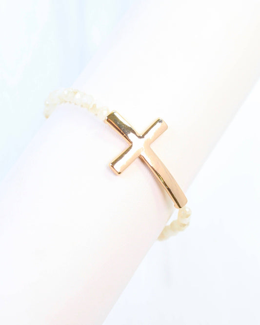 Camille Cross and Bead Bracelet Ivory