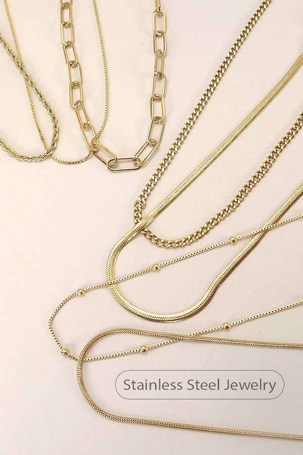 Stainless Steel Multi-Chain Necklace - Waterproof Tarnish Free