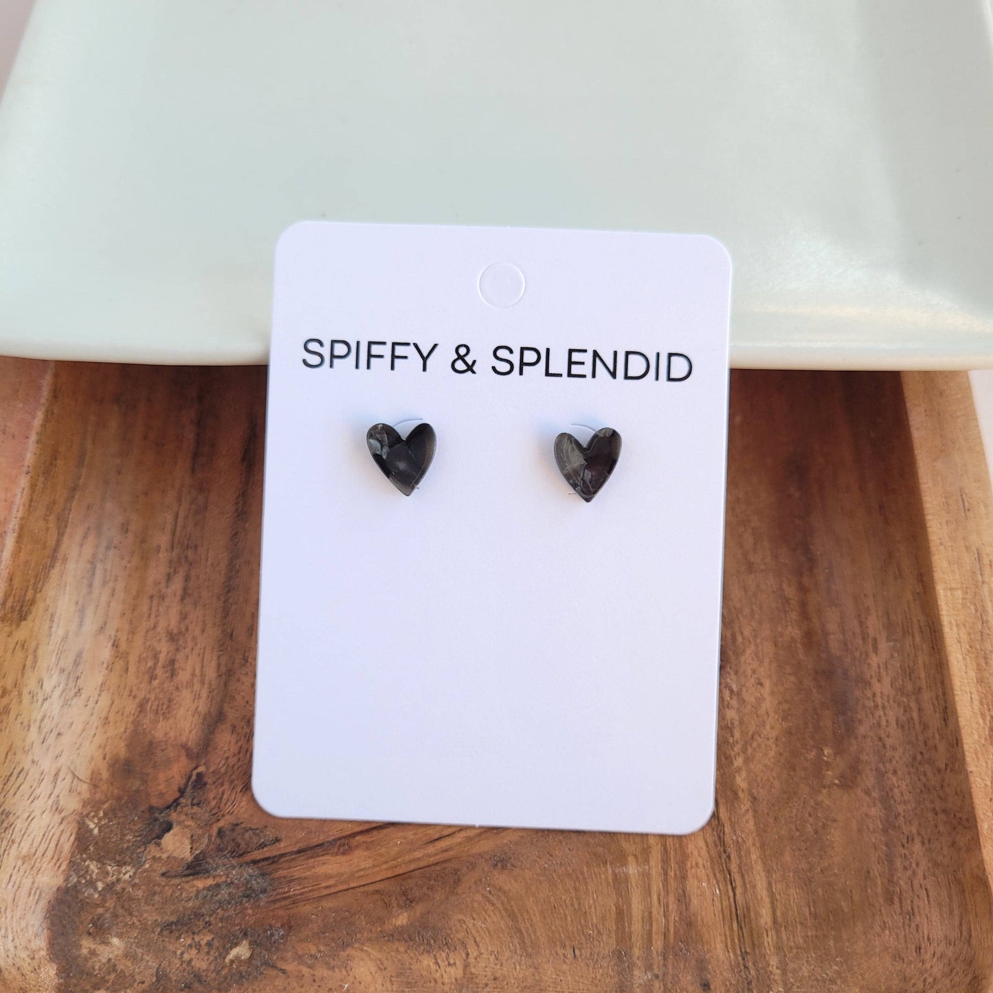 Hand Drawn Heart Studs – Black