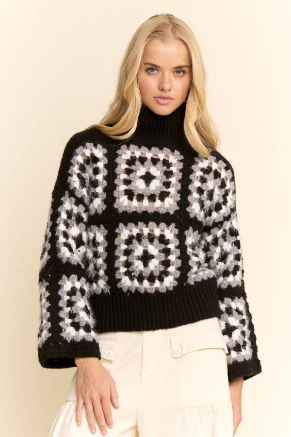Crochet Turtleneck Sweater