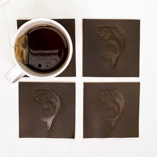 Fish Leather Embossed Coasters