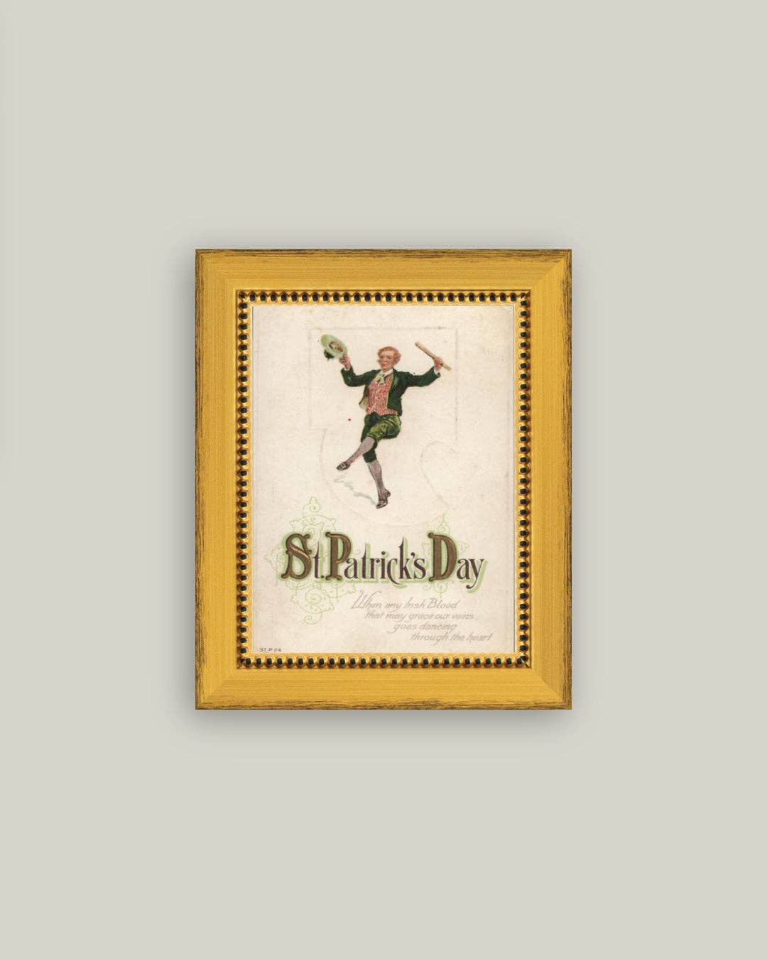 Dancing Leprechaun Framed Antique Art
