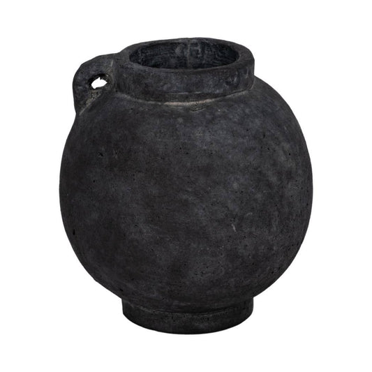 Black 7 in. Contemporary Pottery Bulbous Jug with Handle