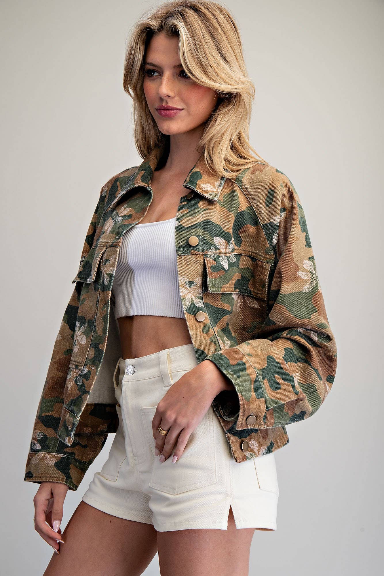 FLORAL CAMO PRINTED JACKET