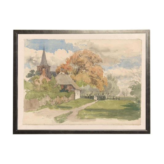 Vintage watercolor church G
