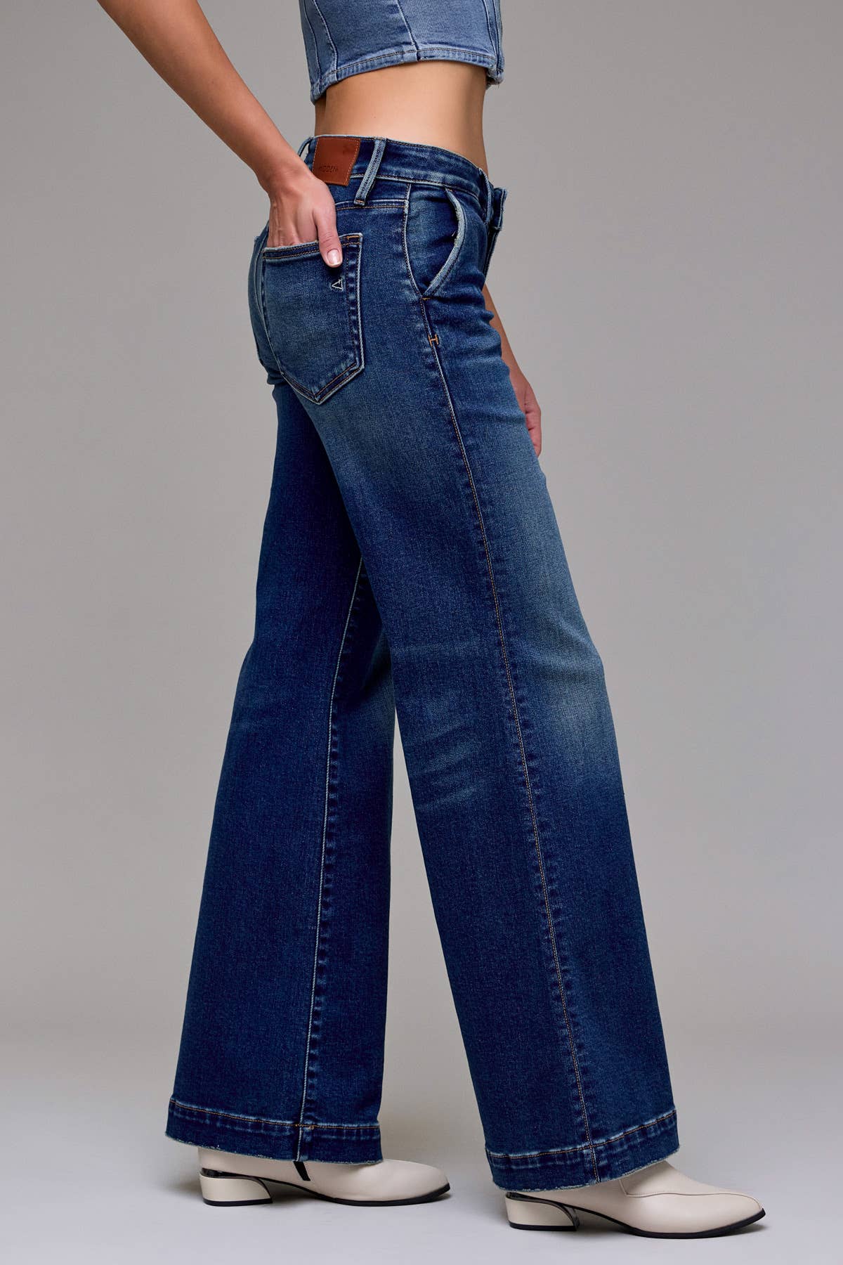 Dark Wash Low Rise Comfort Flare Jeans