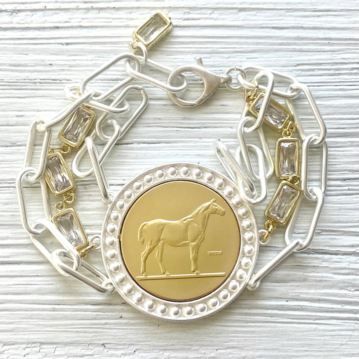 Horse Coin Statement Bracelet - Country Western Equestrian