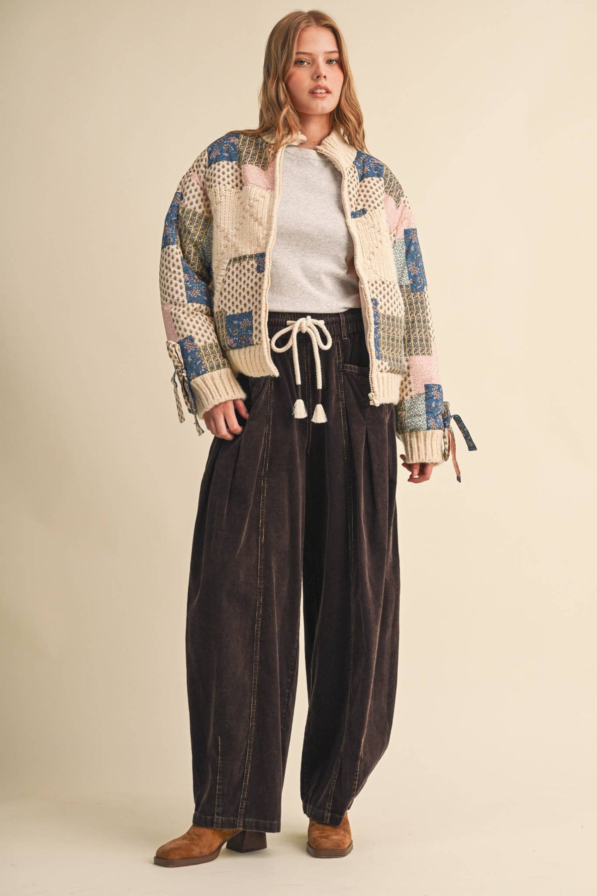 MIXED MEDIA PATCH PRINT JACKET