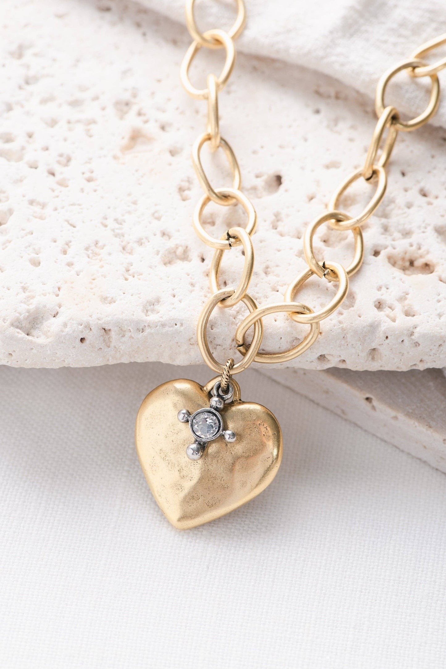Heart of Gold Labradorite Necklace - 24" with Drop