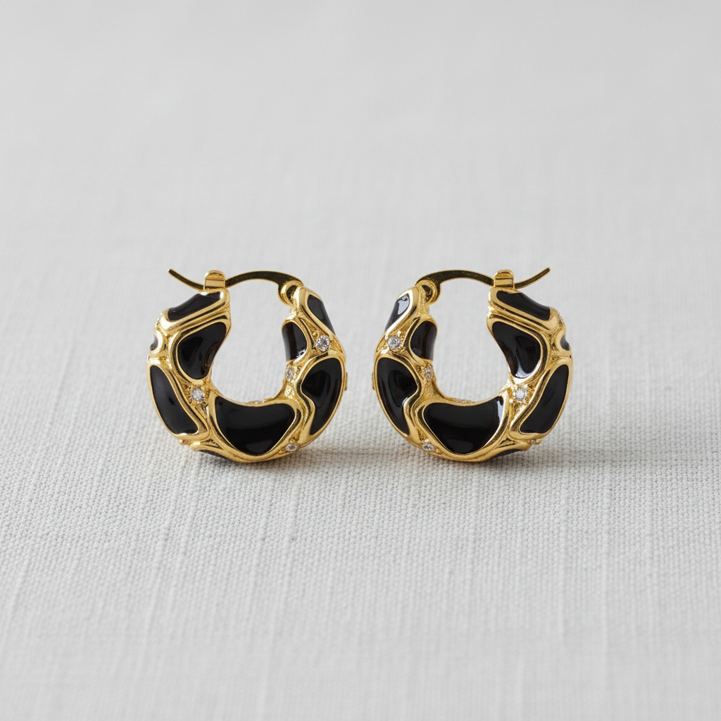 Leopard Enamel Circle Earrings