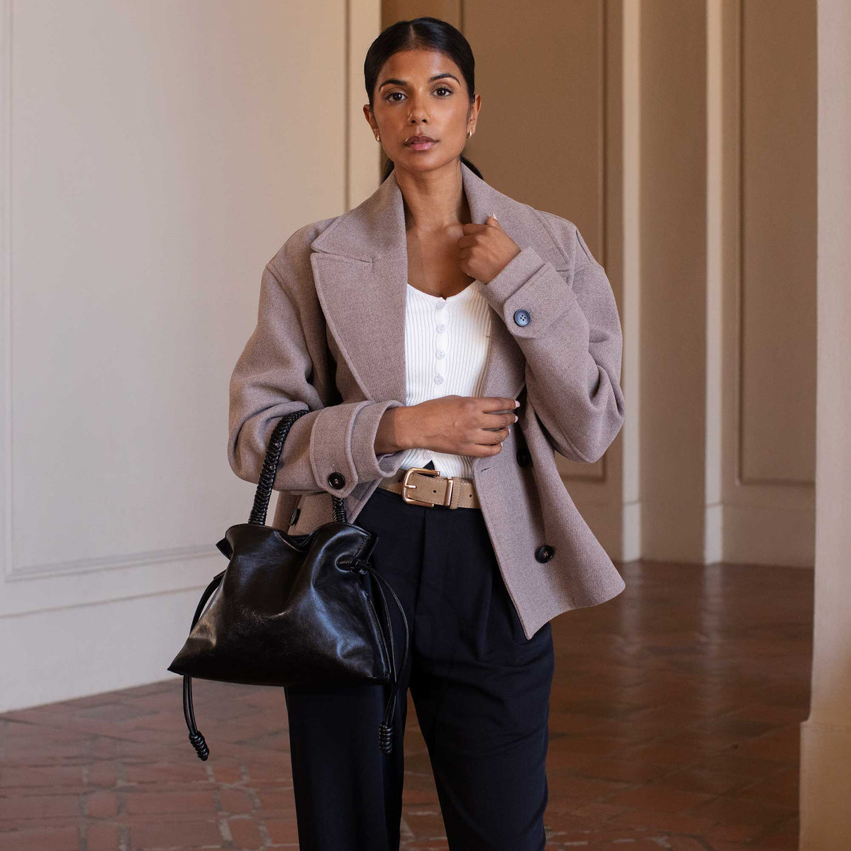 Moira Burgundy Vegan Leather Top Handle Bag
