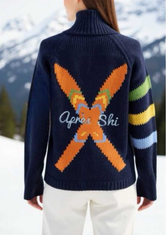 New Apres X Ski Varsity Cardigan in Navy