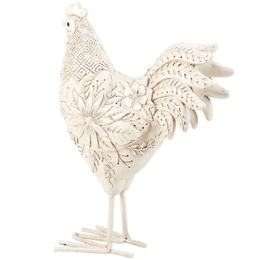 Floral Rooster Figurine
