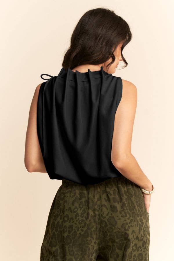Cowl Neck Tie Detail Sleeveless Top