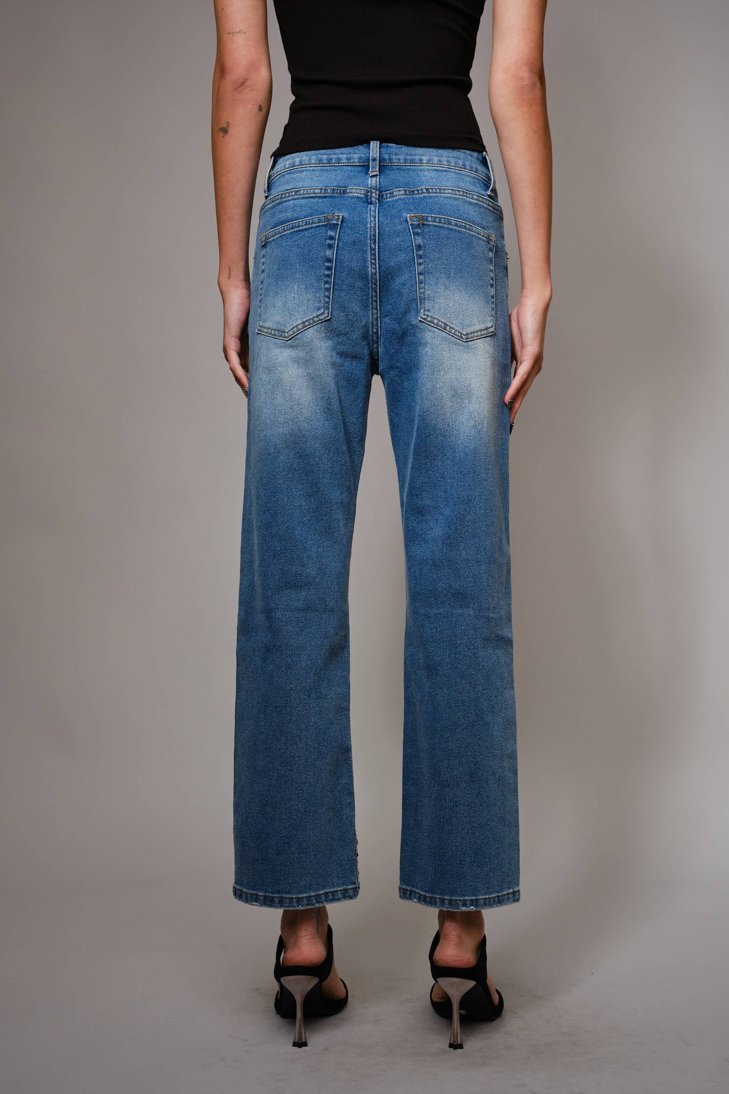 91499P - Gold Sequin Straight Leg Jeans
