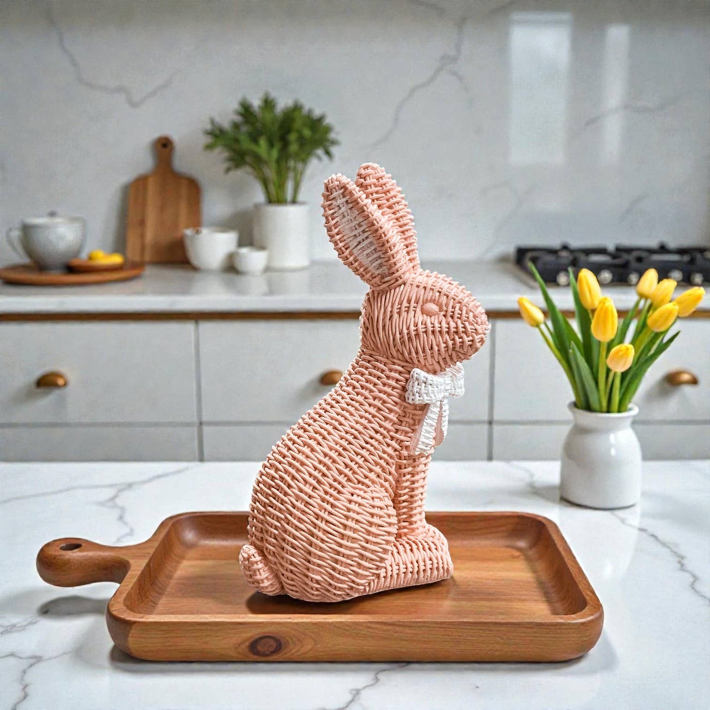 Rabbit Statue Wicker Weave Bunnies, Easter Bunny Home Decor
