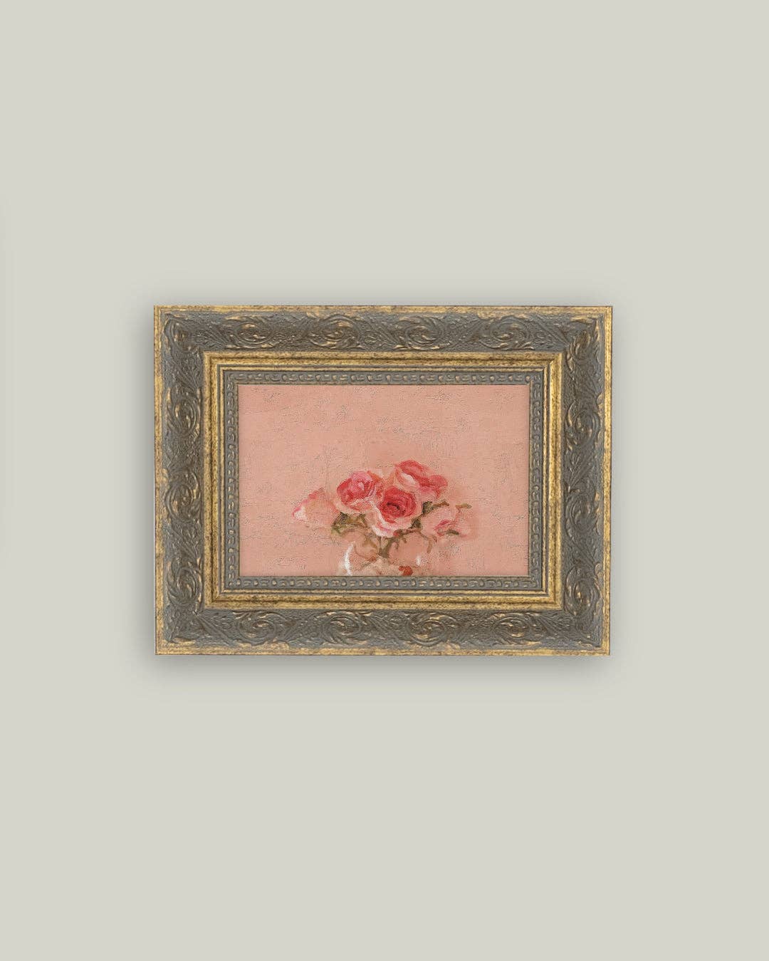 Pink Roses Framed Antique Art